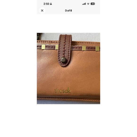 The Sak Iris Large Smartphone Wristlet/Crossbody Bag Brown Leather  NEW - Picture 3 of 8